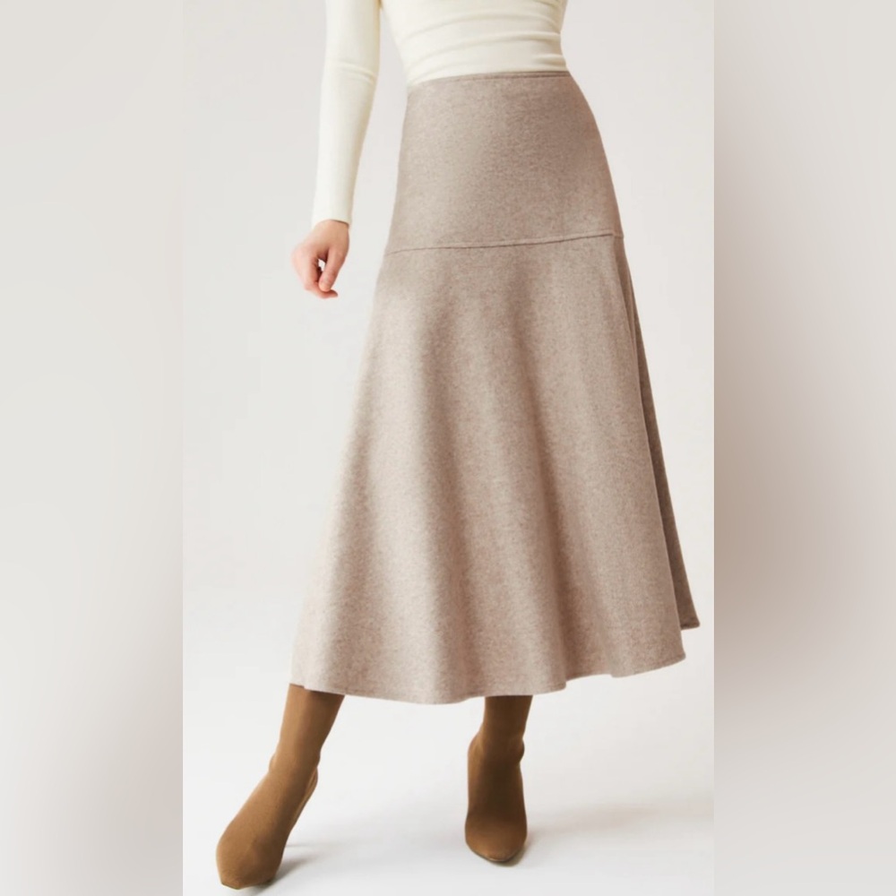 OGL Wool-like Flared Maxi Skirt - Heather Morganite Medium